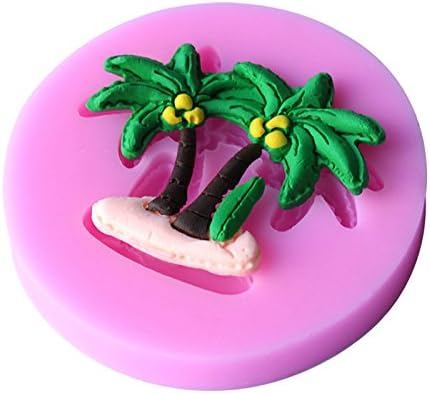 MoeMall Silicone Fondant Cake Mold Mini Pastry Mold Bakeware Fondant Cake Modeling Tools Shape Of Christmas Tree,Coconut Tree,Leaves (Coconut tree)