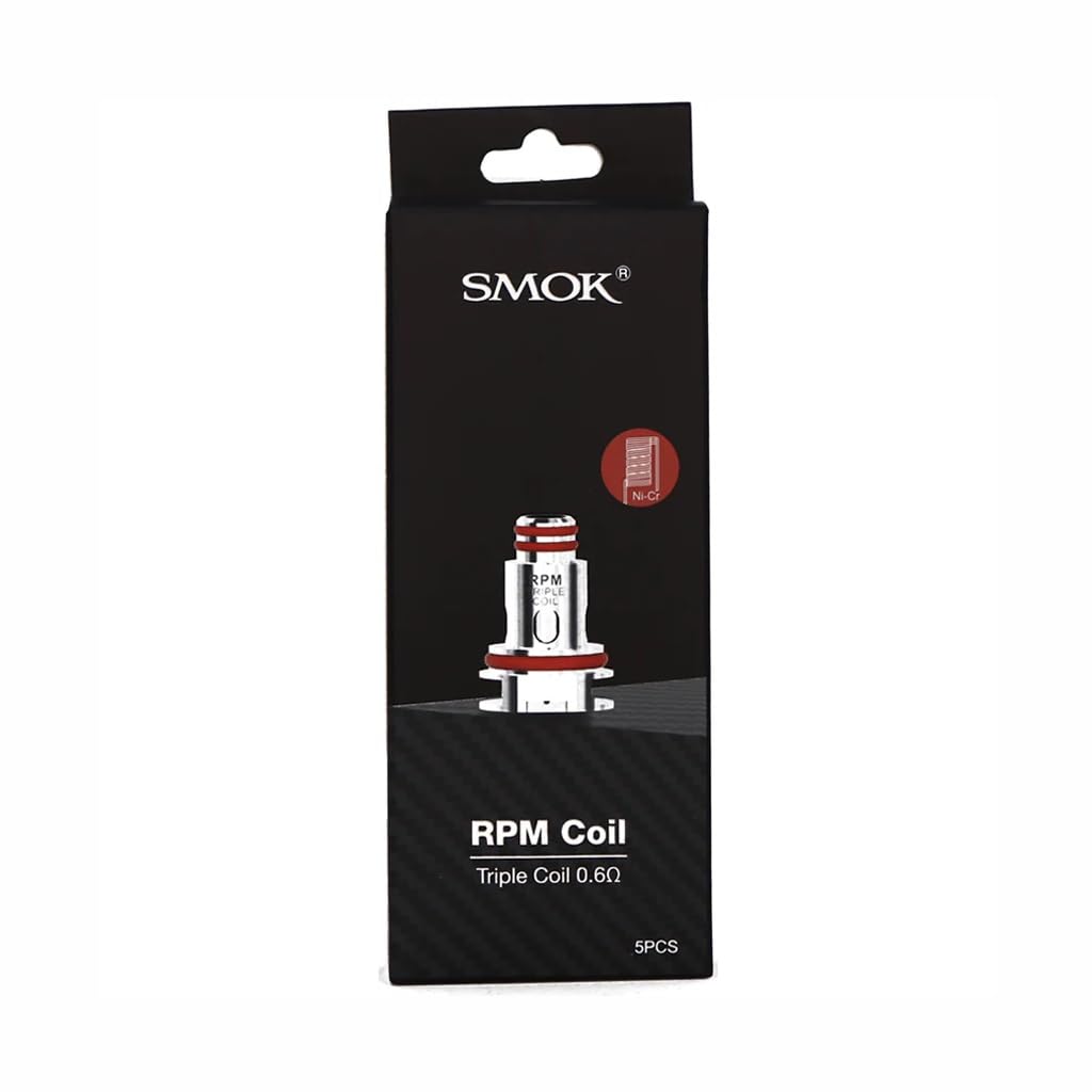 SMOK RPM Replacement Coils, 0.6 Ohm, Triple Coils, MTL Vaping, Works With RPM40, RPM 2 Kit, Enhanced Flavor, Vapor Production, SMOK Vaping Coils, Pack of 5, No Nicotine