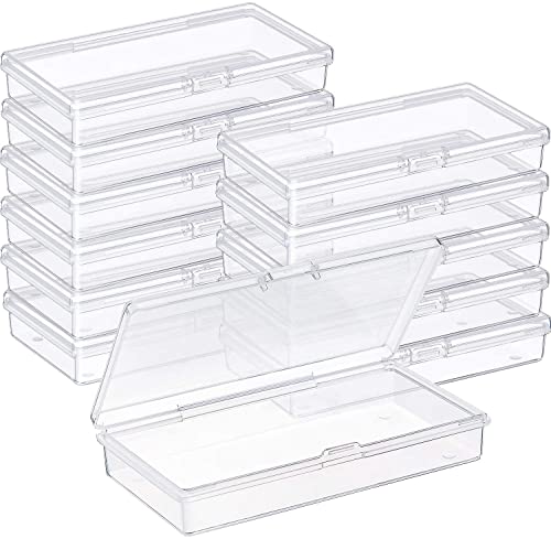 Gebildet 12pcs Small Rectangular Clear Plastic Bead Storage Boxes with Lid for Pills, Herbs, Small Beads, Jewellery and Craft Items