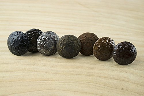 25 Pack Door Clavos Decorative Nails 1" Dimpled Pattern Rustic Hammered Iron Various Finishes Available