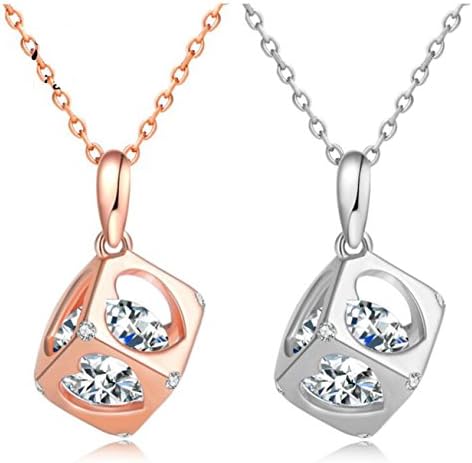 Jisela 925 Sterling Silver Cubic Zirconia Couple Lover Pendant Necklace Wedding Anniversary Jewelry Girlfriend Gift