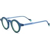 HEPIDEM Multicolor Acetate Glasses Frame Men,Round Vintage Retro Double Circle Optical Eyeglasses 9267