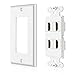 TNP HDMI Wall Plate (4 Port, White) HDMI Face Plate Socket Insert Jack Outlet Panel Mount Support 4K 60Hz HDR ARC/eARC Full HD 3D Ethernet High Speed Cable Extension Coupler f/Projector & Home