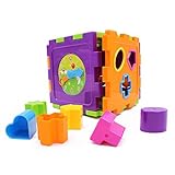 Wishland Baby Toys Activity Cube Baby's First Blocks Geometric Square Shape Sorter Cube