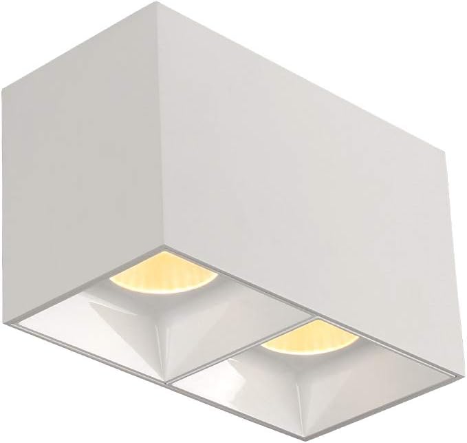 Aisilan LED Surface Mounted Ceiling Spotlight Double Head Square COB Living Room Corridor Aisle Ceiling Spot Light Cube Lamp Warm White 24W Large Size MTD615W3K24WL