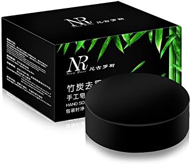 Cocohot Handmade Soap Bar Whitening Moisturizing Oil Control Purify Blackhead Remover Bamboo Charcoal Rose Essential Oil Soap (Bamboo charcoal)