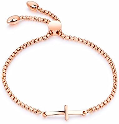JRUI Jewelry Stainless Steel Cross Bracelet for Women Chain Link Bracelet Gold