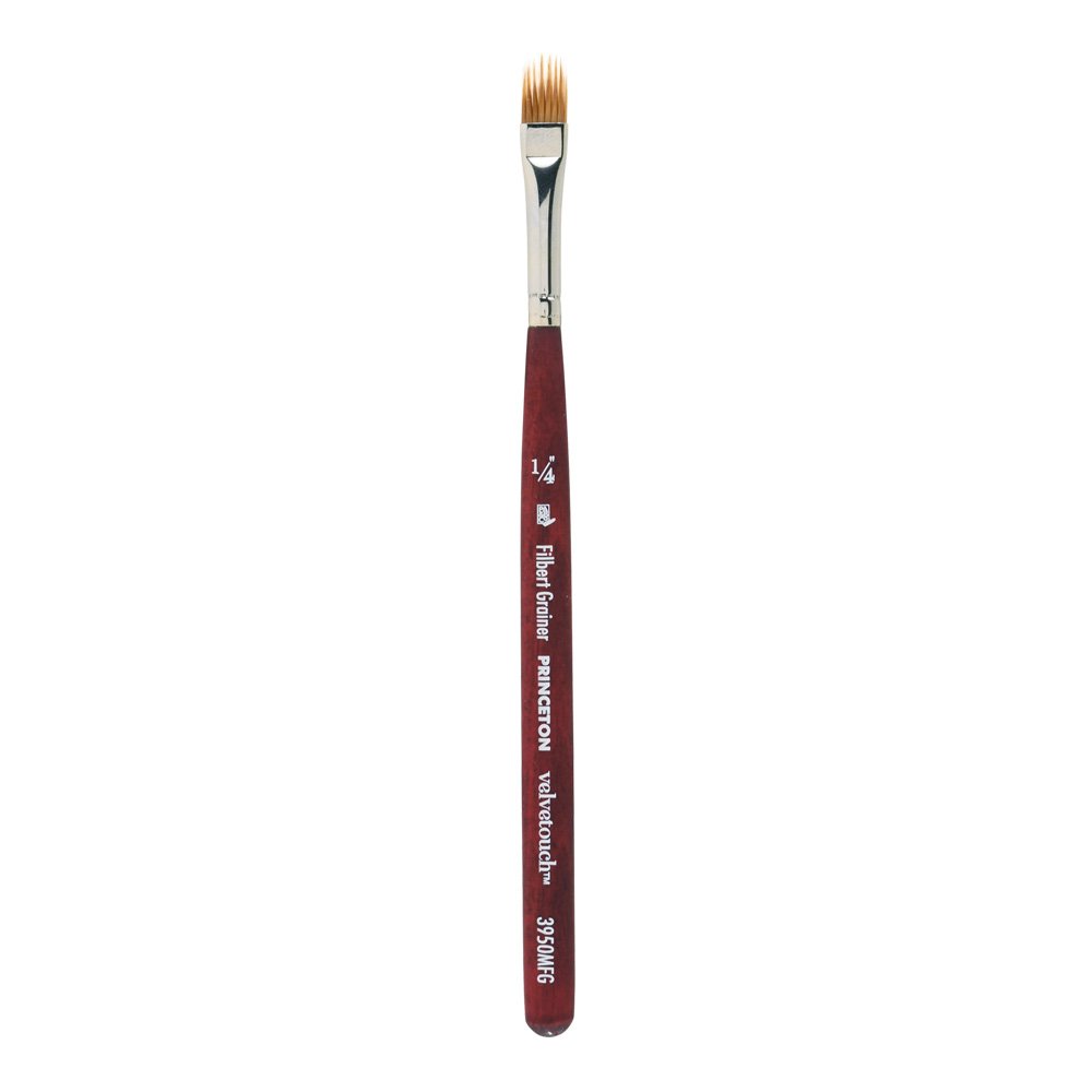 Princeton Velvetouch Artiste, Mixed-Media Brush for Acrylic, Watercolor & Oil, Series 3950 Mini Filbert Grainer Luxury Synthetic, Size 1/4