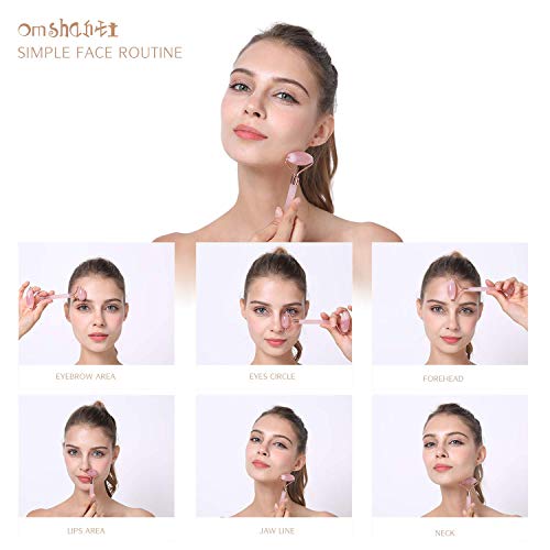 Rose Quartz Roller for Face - Anti Aging Massage Skincare Tool for All Skin Types, Rose Jade Facial Roller, Face Roller, Facial Massage Roller