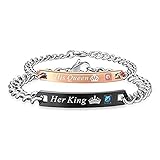 KOKOBUY His Queen Her King Bracelets Matching Set Titanium Stainless Steel Couple Bracelet Valentine Gift