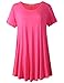 LARACE Women Short Sleeves Flare Tunic Tops for Leggings Flowy Shirt (1X, Rosepink)