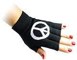 JTC Belt Unisex Half Finger Stretchy Fingerless Gloves One Size Fits Most White Peace Sign
