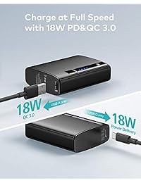 Xcentz Portable Charger 10000mAh PD, 2-USB Outputs Power Bank USB-C Power Delivery (18W)&QC 3.0 Portable Phone Charger for iPhone 8 8+ X XS XR XS Max 11 11 Pro 11 Pro Max, Galaxy S10, Pixel 3 3XL