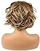 TopWigy Short Curly Women Wigs Side Part Bob Style Highlight Ombre Mixed Brown Color Capless Synthetic Full Wigs (Mixed Brown 14