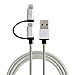 CableCreation 4 Feet 2-in-1 Lightning and Micro USB to USB Data Sync Charge Cable, [MFi Certified] Compatible iPhone X/8/8 Plus/7/7 Plus, iPad, Samsung, Nexus, LG, HTC Android Phone, Silver/1.2M