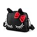 Pinky Family Cute Cat Ear Kids Handbags PU Leather Crossbody Bags and Backpacks (black)
