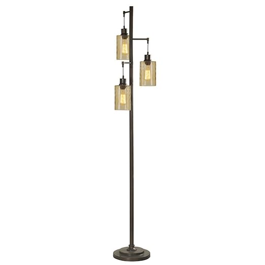 Stylecraft 72 Inch 3 Glass Shade Bronze Champagne Pendant Dimple
