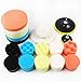 Coceca 3 Inches and 6 Inches Drill Polishing Pad, Buffing Pads kit 30pcs Including 25 Sponge Pads and 3 Woolen Buffer with 2 Drill Adapter
