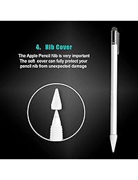 Meko Apple Pencil accesorios Cap Holder adaptador de cable Punta Cubierta Lightning Tether 2 en 1 Fiber Pac como Stylus lápiz de agarre carcasa de silicona para iPad Pro Suave (5 piezas)