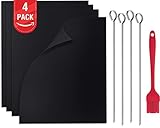 LoveCookingShop Premium Quality 4 Pack Grill Mats Non Stick FDA-Approved ( 2 x 0.30 mm Grill Mat + 2 x 0.20 mm Heavy Duty Reusable Baking Mat)
