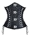 Kimring Women's Steampunk Vintage PU Leather Jacquard Spiral Steel Boned Lace Up Side Plus Size Underbust Corset Black XXXXX-Large