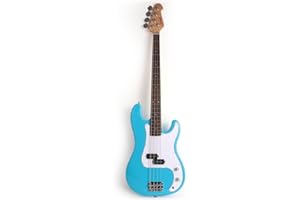 Fojill Full Size Electric Bass Guitar 4 String Right Handed with Gig Bag (Phoenix Blue)