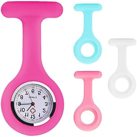 Set of 4 Color Nurse Watch Brooch, Silicone with Pin, Clip, Infection Control Design, Health Care, Nurse, Doctor, Sporter Brooch …
