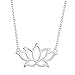 SHEGRACE 925 Sterling Silver Necklace, with Lotus Flower Pendant, 17.3