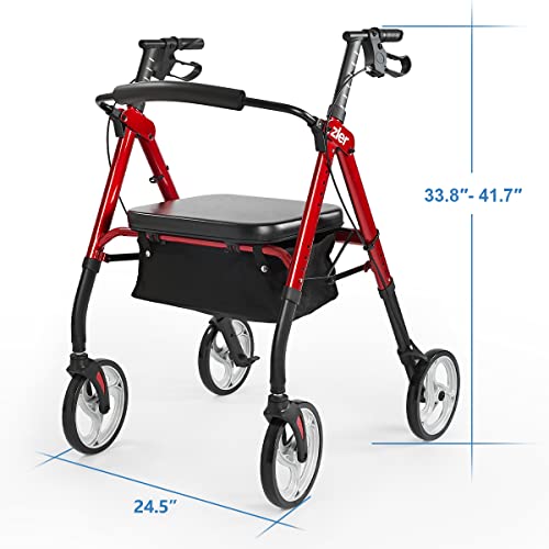 Zler Heavy Duty Rollator Walker 400 lbs Bariatric Rollator Walker