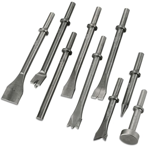 10pcs Air Hammer Chisel Set, 0.401" Pneumatic Hammer Bits with Spring