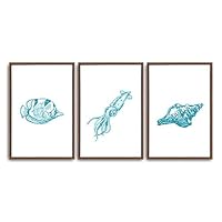 3 Piece Framed Canvas Wall Art Simple Seabed Elements Canvas Prints Home Artwork Decoration for Living Room,Bedroom - 16