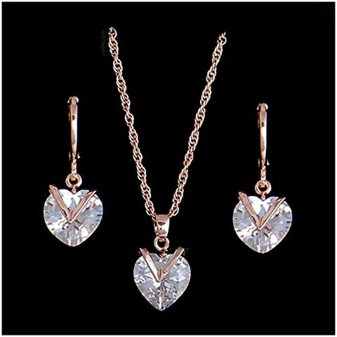 Noble 18k Gold Filled cubic zirconia weddings jewelry sets necklace/earrings Colour:pink