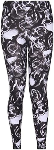 Fashion Fare Womens Rose Skull Print Stretchy Leggings (Xxxl-uk(24-26), Black)