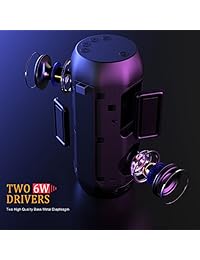 Hompot Altavoces Bluetooth portátiles IPX6 impermeables, 12 W Dual Drivers y graves mejorados, micrófono integrado para llamadas manos libres, tiempo de juego de 24 horas con tarjeta TF y radio FM para camping, playa, ducha