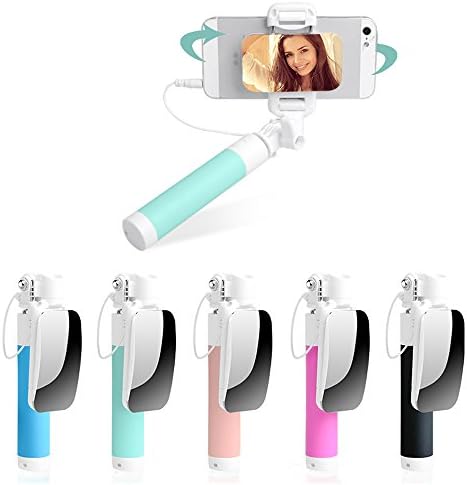 Mini Selfie Stick Extendable Monopod With Mirror For IPhone 6s 6 Plus 5s 5 Android Samsung Galaxy S7 Edge/S4 Smart Phones(Green)