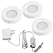 LED Under Cabinet Lighting Kit - 2Watt Warm White LED Puck Lights with UL-Listed Power Adapter for Closet, Kitchen Cabinet, Under Counter Lighting (Surface & Recessed Mount), 3Pcs