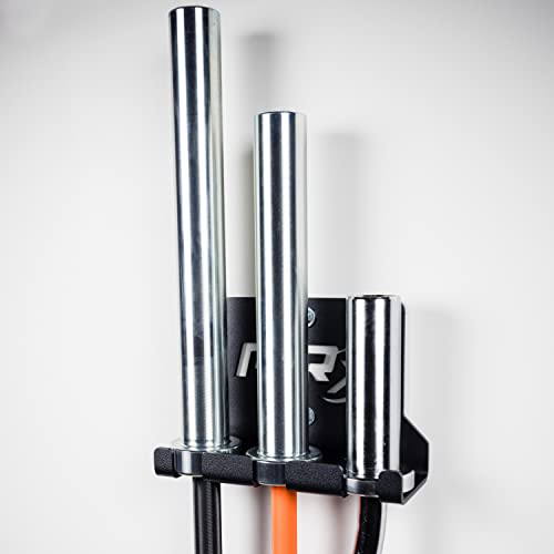 PRx Performance Three Barbell Storage Wall Mounted Hanging Bar Holder USA  Made American Black Powder Coated