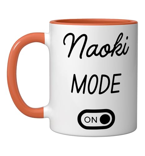 Naoki Mode On Name Ceramic Mug, Orange/White