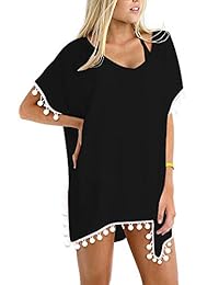 GDKEY Túnica de playa para cubrir bikini o traje de baño, de gasa, con flecos, para damaes