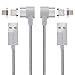 Smart&Cool Gen4 L-Shaped Nylon Braided Magnetic 2 in 1 Charging & Data Sync Cable Compatible with Phones and Tablets with Micro-USB and i-Product Interface (5 feet Silver Twin-Pack)