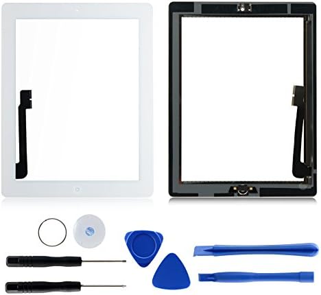 Touch Screen Digitizer Replacement for iPad 3 A1403 A1430 A1416(White),Front Glass Repair Kits with Home Button + profession Pre-adhesive installed + 7picecs Professional Tools kits