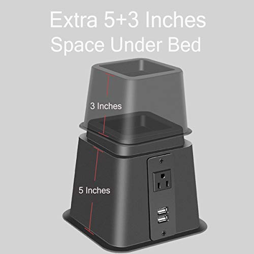 KAVAVO Bed Riser with USB & Outlets, Adjustable Heavy Duty Bed