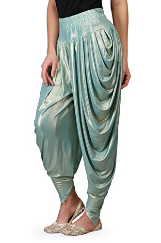 Legis Shimmer Blend Relaxed Comfortable Dhoti Pants Yoga Fitness Active Wear for Women Dance - Free Size (Light Green)