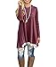 WEKILI Women's Tops Long Sleeve Lace Scoop Neck A-line Tunic Blouse Red L/US 12-14