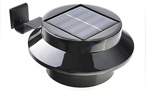 KELOMTECHNOLOGY Solar Powered 3LED Gutter Fence Light Outdoor Garden Lamp Roof (Black)