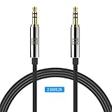 Audio Cable, TechRise 2.5 Meters Nylon Braided Premium Auxiliary Aux Audio Cable Cord for Headphones, iPods, iPhones, iPads, Home/Car Stereos and More - Black