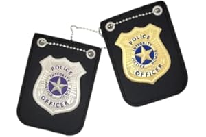 2-Pack Police Badge Set (Gold & Silver) with Detachable Chains - Dual-Tone Costume Accessories for Cop, Detective, FBI Agent 