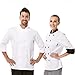 White chef uniforms unisex long and short sleeve coat catering jackets, Small, US Size XS (Tag S), White with Black