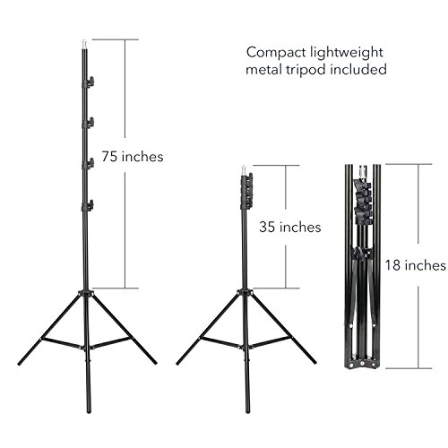 Neato Tek 18 inch Photo Video Bi-Color LED Selfie Ring Beauty Light Stand, LED Dimmable & Color Temperature Adjustable Makeup Circle Lighting Kit
