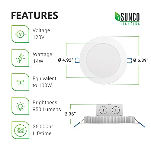 Sunco Lighting 12 Pack 6 Inch Ultra Thin LED Recessed Lighting Ceiling
